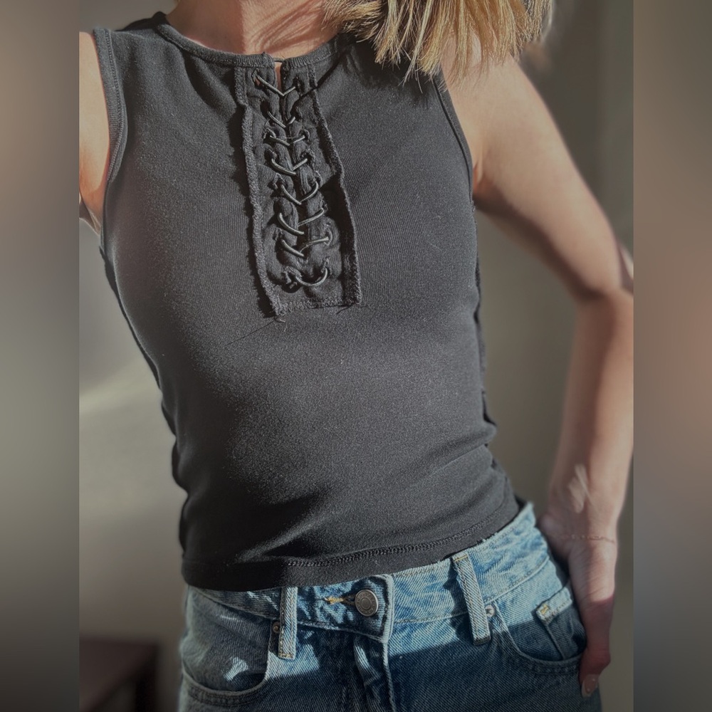 Gilded Intent Lace-Up Tank Top